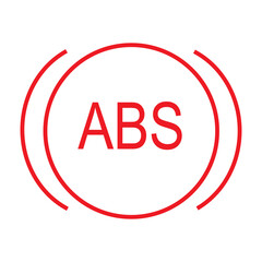 Red signs abs in the car icon on white background vector.