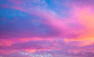 Naklejka na ściany i meble Sunset clouds of purple colors