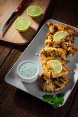 BBQ squid with lime and sauce