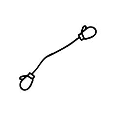 Illustration of a pair of black knitted mittens with a rope isolated on a white background