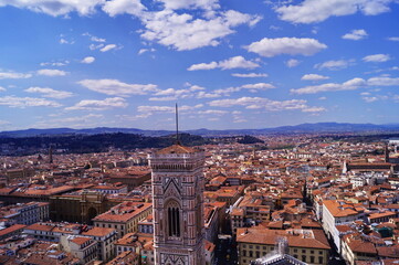 Aerial view of Florence with Giotto's bell tower, Italy