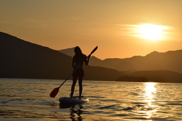 Sunset paddleboarding