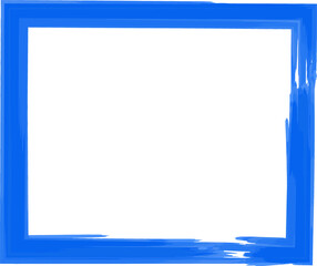 水彩で描いたシンプルな四角のフレーム素材(青)