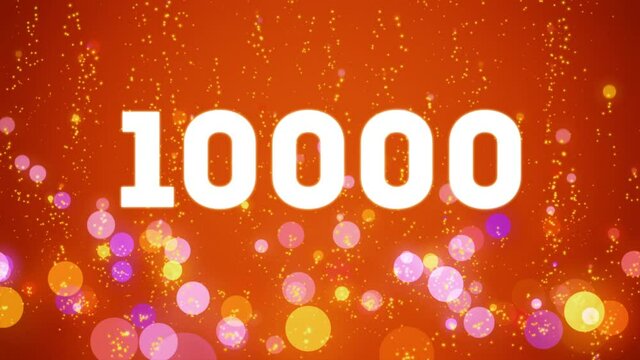 10k Counter in the style of the video social media: white font and red background. Celebration video introduction for the reaching 10000 subscribers, followers or likes. 