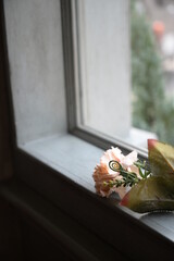 flower lay down on window balcony 
