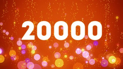 20k Counter in the style of the video social media: white font and red background. Celebration video introduction for the reaching 20000 subscribers, followers or likes. 