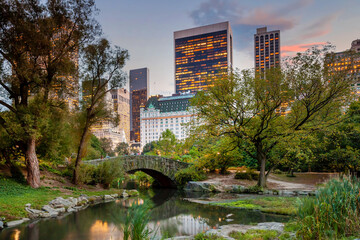 Central Park and Manhattan city Skyline in New York City USA