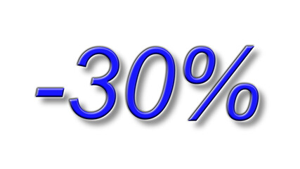 thirty percent discount reduction blue