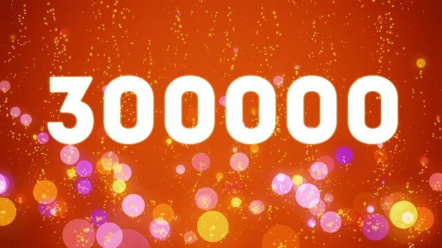 300k Counter in the style of the video social media: white font and red background. Celebration video introduction for the reaching 300000 subscribers, followers or likes. 
