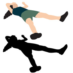 vector, isolated, flat style girl lies