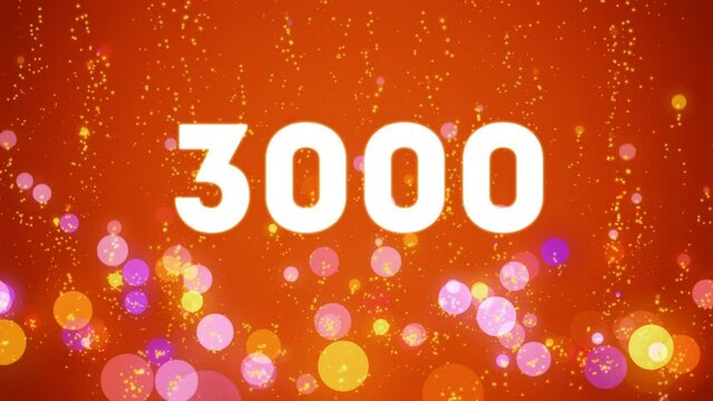 3k Counter in the style of the video social media: white font and red background. Celebration video introduction for the reaching 3000 subscribers, followers or likes. 
