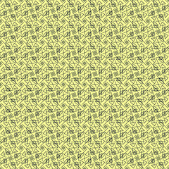 seamless tile with ornaments and abstract geometric figures of dark gray color on a yellow background, vector, mosaic, triangles