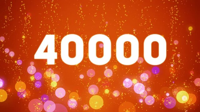 40k Counter in the style of the video social media: white font and red background. Celebration video introduction for the reaching 40000 subscribers, followers or likes. 