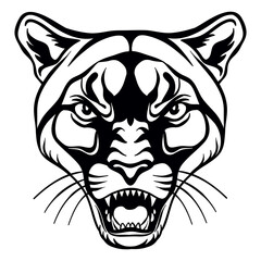 Vector head of mascot cougar isolated on white