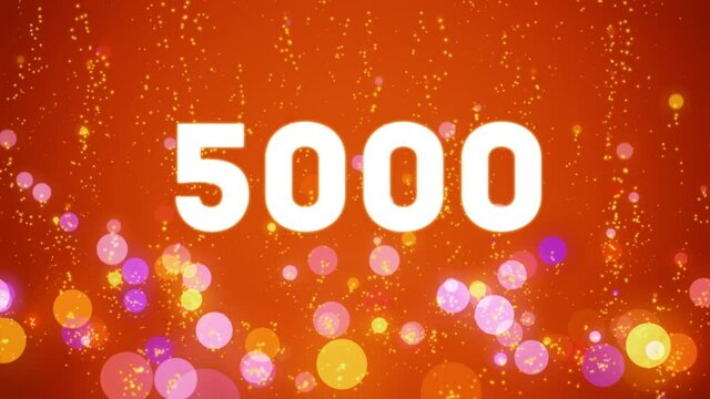 5k Counter in the style of the video social media: white font and red background. Celebration video introduction for the reaching 5000 subscribers, followers or likes. 