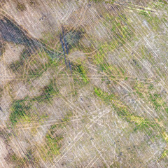 aerial view over the rural fields in spring season