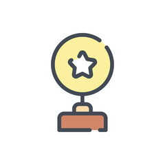 Winner award with star in circle color line icon. Reward cup vector outline colorful sign.