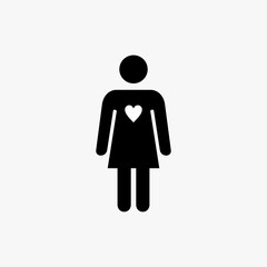 female,woman icon with heart shape vector illustration.