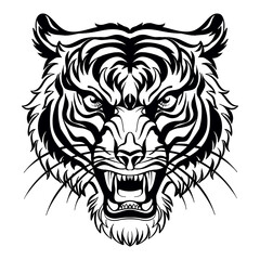 Fototapeta na wymiar Vector head of mascot tiger isolated on white