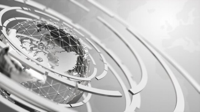 Spinning globe sphere in modern and elegant style, for the cyber and futuristic concept, rotation world, orbit earth for technology background, with a depth of field effect