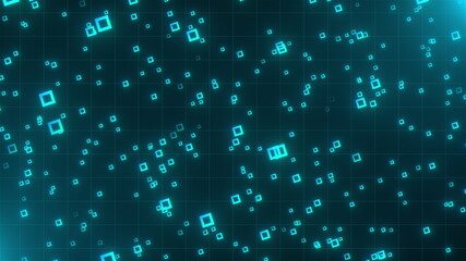 Digital background with thin lattice and geometric stroke particles. 3d render computer generated