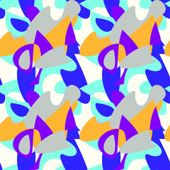 Abstract colorful seamless pattern with chaotic shapes