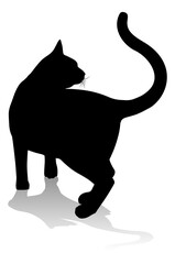 A silhouette cat pet animal detailed graphic