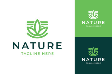 nature leaf modern line logo design