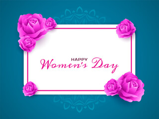 Happy Women's day elegant frame background with flower