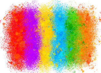 Abstract colorful Happy Holi background, digital drawing color spots on white