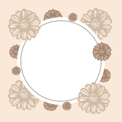 Chamomile text frame, vector template.