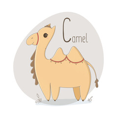 Alphabet letter animals children illustration camel