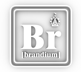 Business concept. Fictional brandium chemical element. Business chemistry. 3D rendering