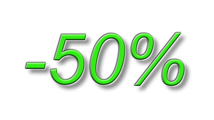 fifty percent discount reduction green