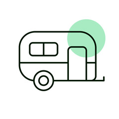 Caravan trailer vector icon. Camping sign
