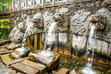 The five dragons fountain in the Butterfly spring park in Dali Yunnan China