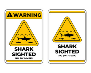  Shark Warning Sign. No Swimming. Shark Sighted. Sighting Sign With A Shark Silhouette, Easy To Use And Print Design Templates