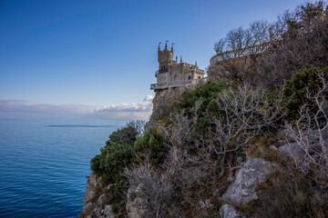 Fototapeta na wymiar Yalta, Crimea, November 26, 2020, Swallow's Nest, views of the sea and the castle