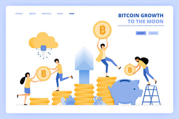 People panic investing by buying bitcoin to get an increase in cryptocurrency investment returns every year. Can be use for landing page template ui ux web mobile app poster banner website flyer ads