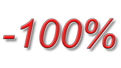 one hundred percent discount reduction red