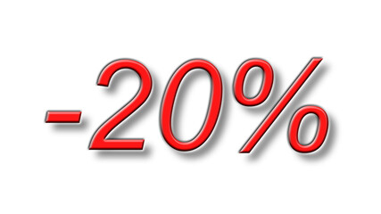 twenty percent discount reduction red