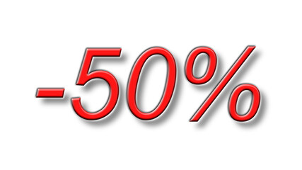 fifty percent discount reduction red