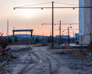 Sunset at old railway