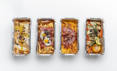 Set of delicious food, online order for group of friends for party or lunch for office