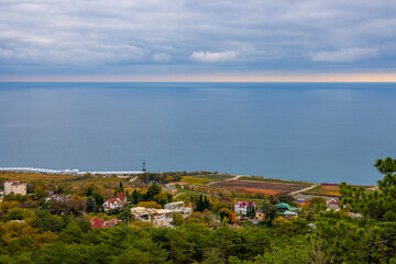 Fototapeta na wymiar Gurzuf, Crimea, November 27, 2020, a view of the sea