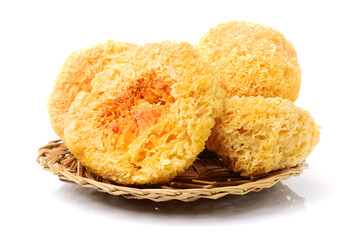 Tremella fuciformis on white background 