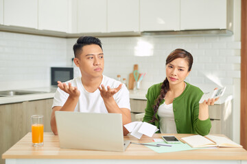 couple arguing about budget expenses having financial problem