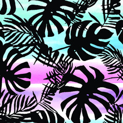 Spring pattern with flowers and plants. Watercolor floral illustration.Seamless pattern.