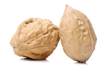 walnuts on white background