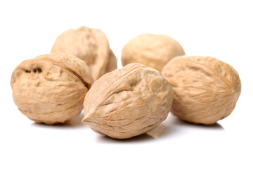 walnuts on white background